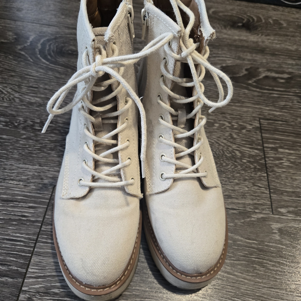 Madden Girl Off-White Combat Boots